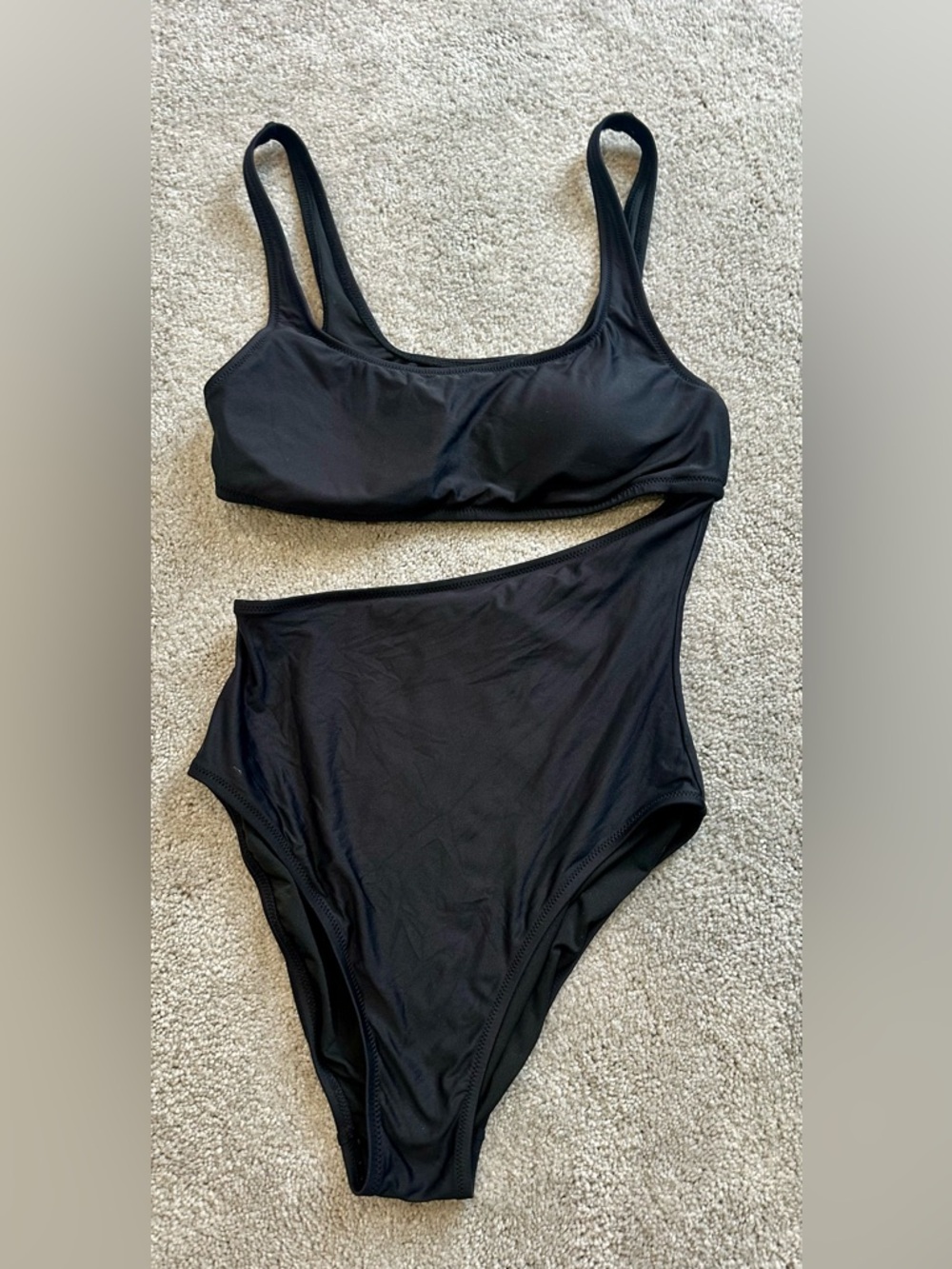 J. Crew Black One-Shoulder High-Waist Bikini Set